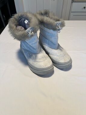 The North Face Women's White and Gray Insulated Fur-Trim Snow Boots Sz 10